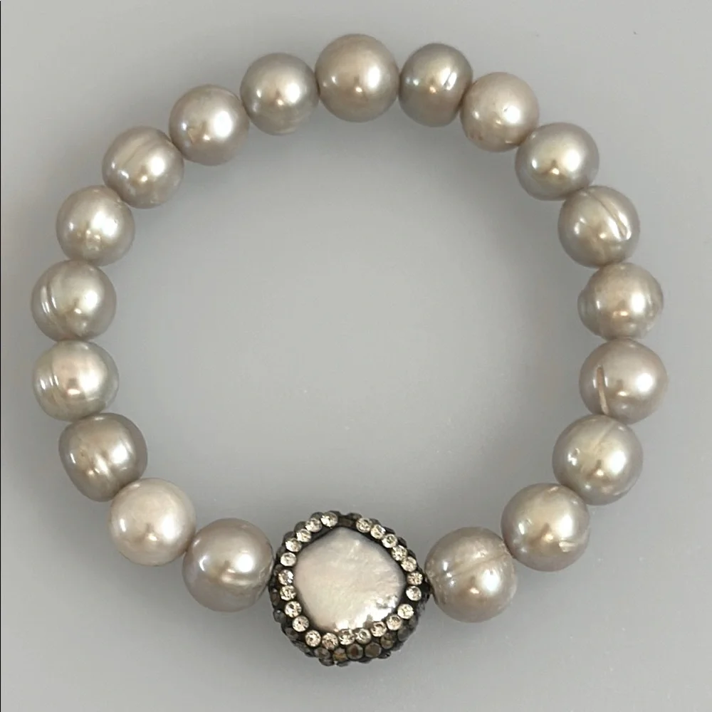 Vintage Freshwater Pearl Bracelet with Silver Accents